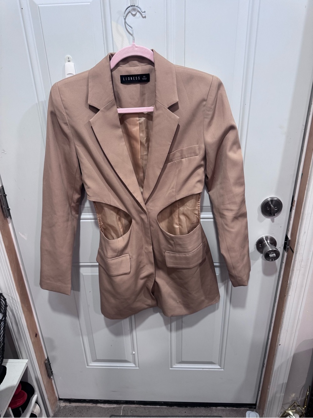 Lioness Cutout Blazer in Taupe Beige size XS